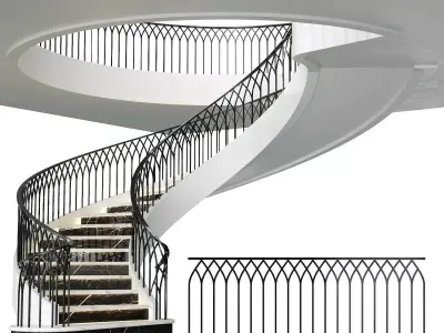 Neoclassical spiral staircase 3D model