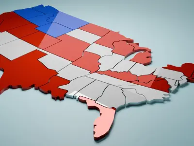 United states map 3D 3D model