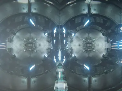 Futuristic Sci-Fi Corridor Environment Low-poly 3D model
