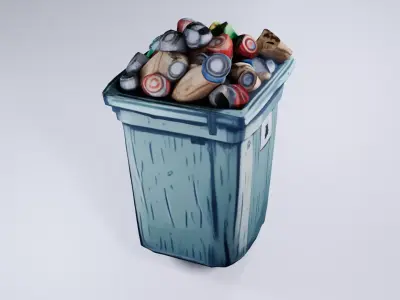 Low Poly Trash Can - Stylized Urban 3D Model 3D model