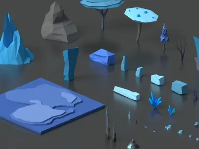 Low Poly Space Alien Worlds 3D Asset Pack Low-poly 3D model