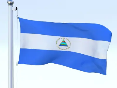 Animated Nicaragua Flag Low-poly 3D model