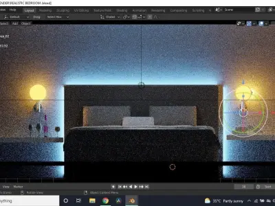 REALISTIC BEDROOM RENDER modern lighting ideas 3D model