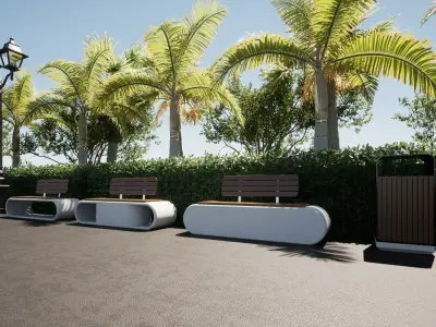 Concrete Outdoor Bench Free 3D model