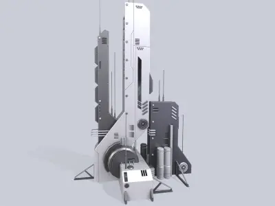 Futuristic building Low-poly 3D model 6