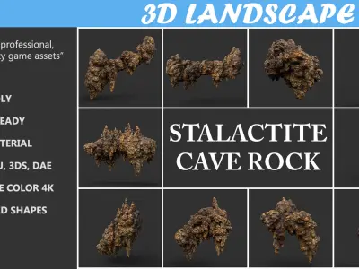 Low poly Stalactite Cave Rock Modular Pack 201216 Low-poly 3D model