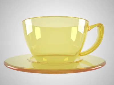 Coffee Cup Clear Glass Light Yellow Color 3D model