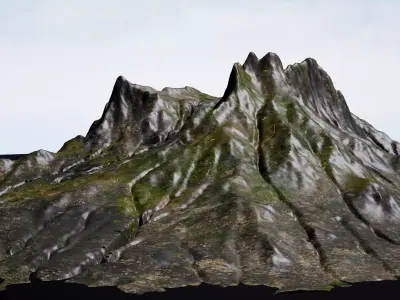 Highly detailed mountain environment asset Low-poly 3D model