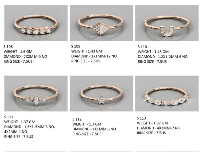 400  Minimalist Light Weigt Diamond rings collection 3D print model