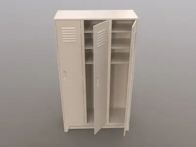 PBR School Gym Locker 08 - White Low-poly 3D model