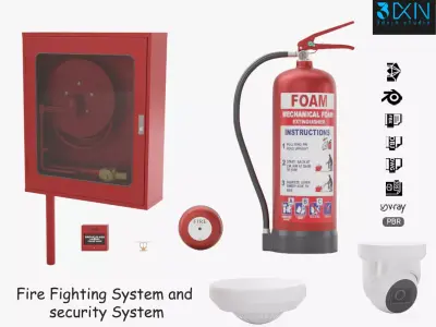 Fire Fighting System and security System 3D model