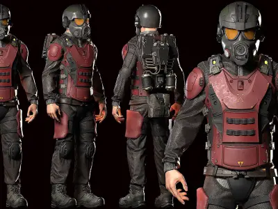 MODULAR SOLDIER FUTURE SCI FI GAME READY CHARACTER LOW POLY Low-poly 3D model