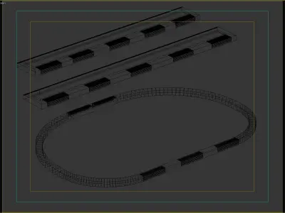 Concrete Bench Set with Integrated Wooden Seating 3D model