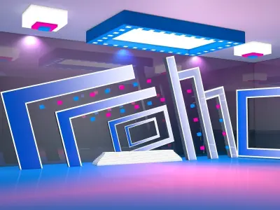 colorful virtual set  Low-poly 3D model