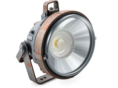 Industrial Rusty LED Spotlight Low-poly 3D model
