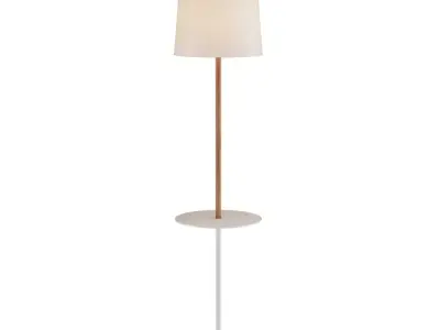 Floor lamp with object shelf and conical shade 3D model
