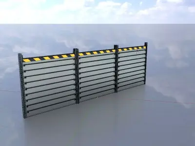 The aluminum flood protection wall measures 2m x 6m Low-poly 3D model