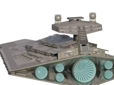 Imperial class star destroyer with interior 3D model