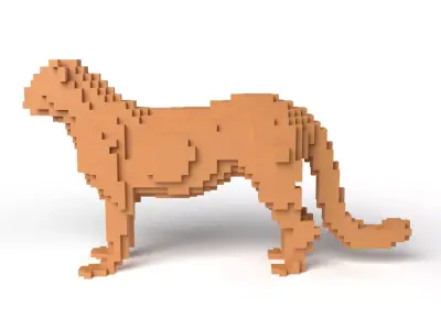 Leopard Minecraft Voxel Low-poly 3D model