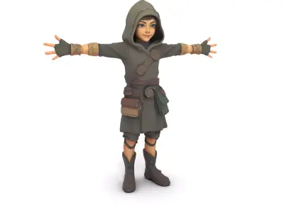 Short Halfling Thief One 3D Character - Rigged And Animated Low-poly 3D model