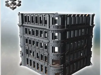 Building with rounded corners and brick walls intact version 39  3D print model