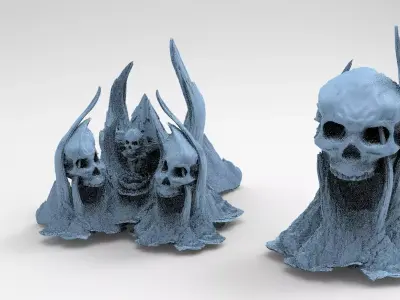 Scull Skeletor Sci fi architecture 2 designs  3D model