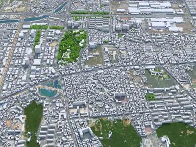 Gwangju Downtown South Korea Low-poly 3D model