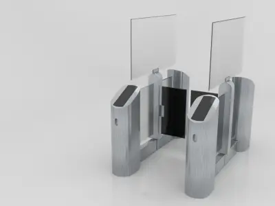 turnstile stand with two doors Low-poly 3D model