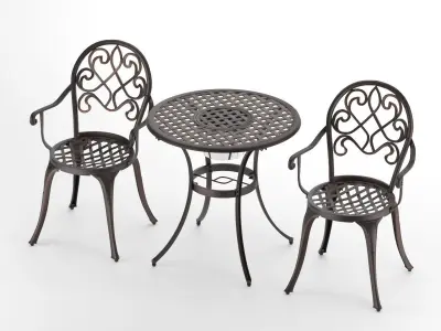 Outdoor 3 Piece Patio Bistro Set of Table and Chairs  3D model