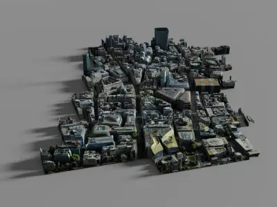 Downtown Low-poly 3D model city of london Low-poly 3D model