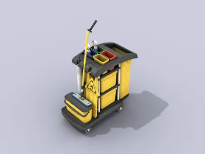 Cleaning Cart Low-poly 3D model