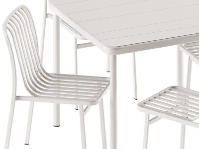 BANGI Square Table and KANO Stackable steel Chair by BABEL D 3D model