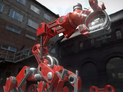 The Walking Mech Neck Red Version Low-poly 3D model