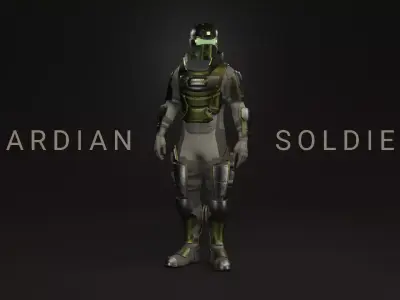 Guardian Soldier - Post Apocalyptic Space and Earth Soldier Low-poly 3D model