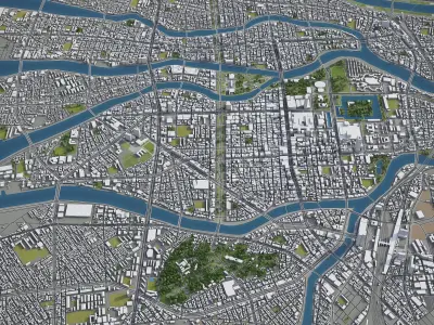 Hiroshima  Low-poly 3D model