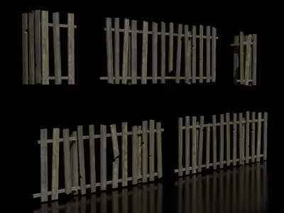 village fences Low-poly 3D model