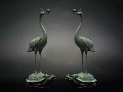 Turtle cultural relics crane model ancient bronze  3D model