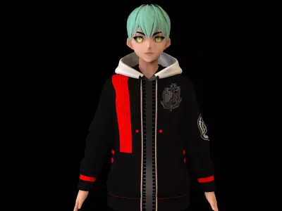 Anime Boy Low Poly Character 14 Low-poly 3D model