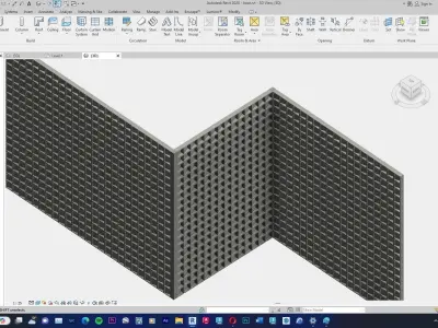 Roster wall design curtain wall revit family type R-02 3D model