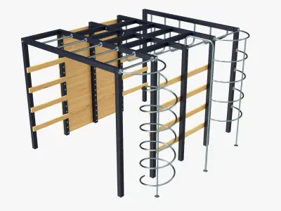 Outdoor playground mountain stairs set 3D model