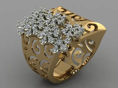Beautifull Jali On Surface With The Flower Of Daimonds Ring  3D print model