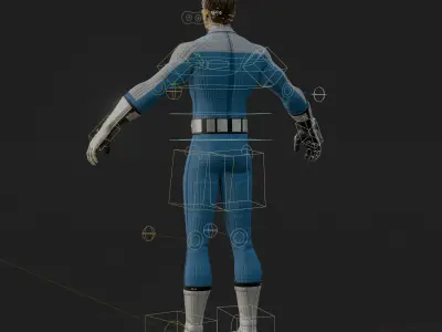 Johnny Storm 3D Model Stylized Human Torch Rigged PBR FBX OBJ Low-poly 3D model