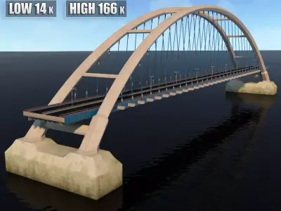 Suspended Arch Water Road Bridge 3D model