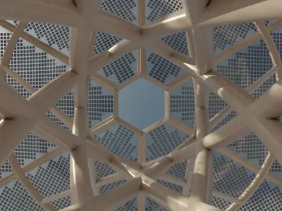 Abstract Metal exterior glass canopy with solar panels 3D model