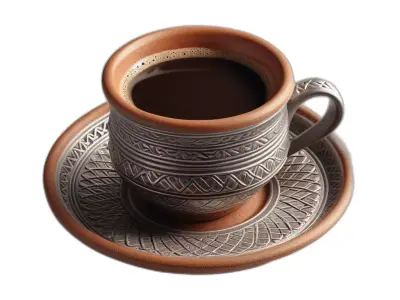 Ornate Ceramic Coffee Cup and Saucer Low-poly 3D model