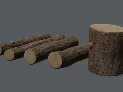 Wooden Logs Low-poly 3D model