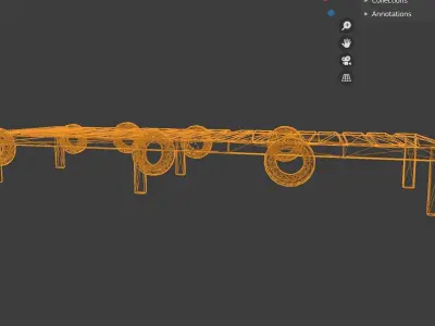wood dock and tire Low-poly 3D model