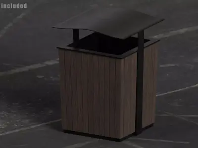 Street Trash Bin V1 Low-poly 3D model