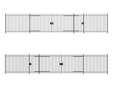Metal fence with wicket and gate 3D model