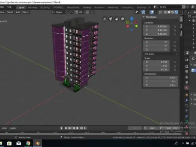 9 storey building 3D model